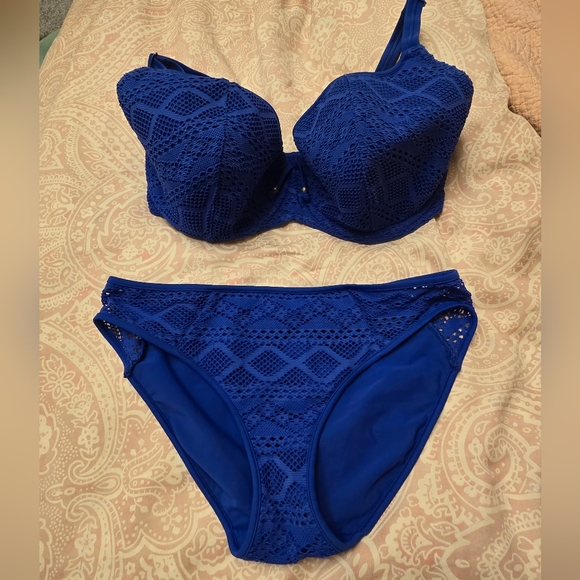 Freya Sundance Sweetheart Bikini Top and  Swim Bottom in Cobalt - Picture 1 of 5